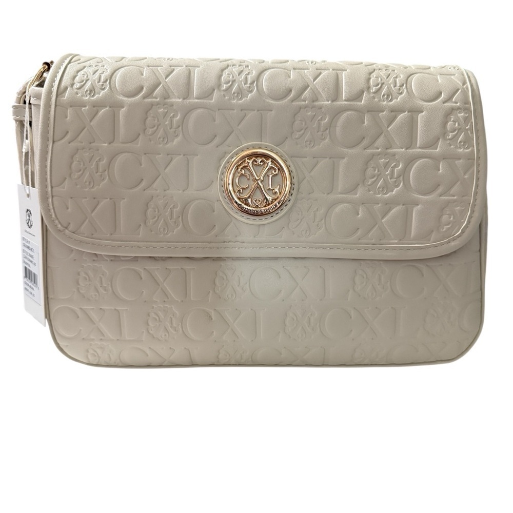 Christian Lacroix Clara Embossed Logo Shoulder Bag – Neutral Beige/Bone